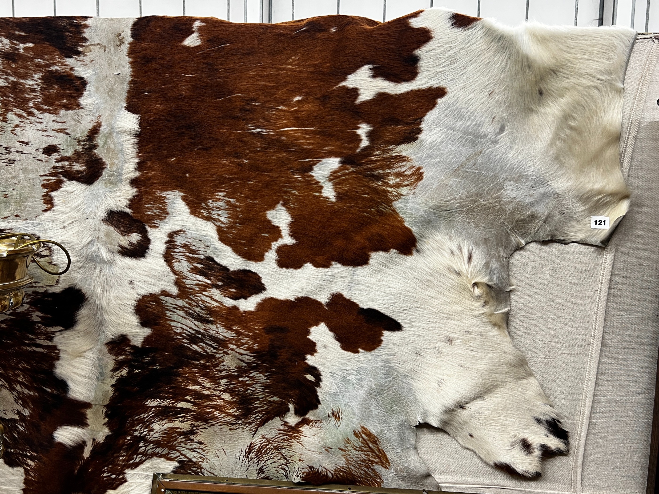 A cow hide rug, width 205cm